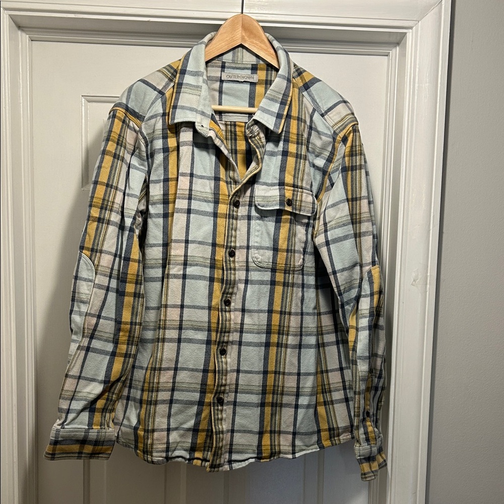 Outerknown heavyweight flannel men’s Plaid Blanket Shirt - single pocket size XL